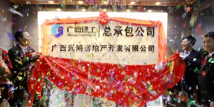 陈祖训与曾劲松共同为兴鸿房地产公司成立揭牌。王平顶山 摄.jpg